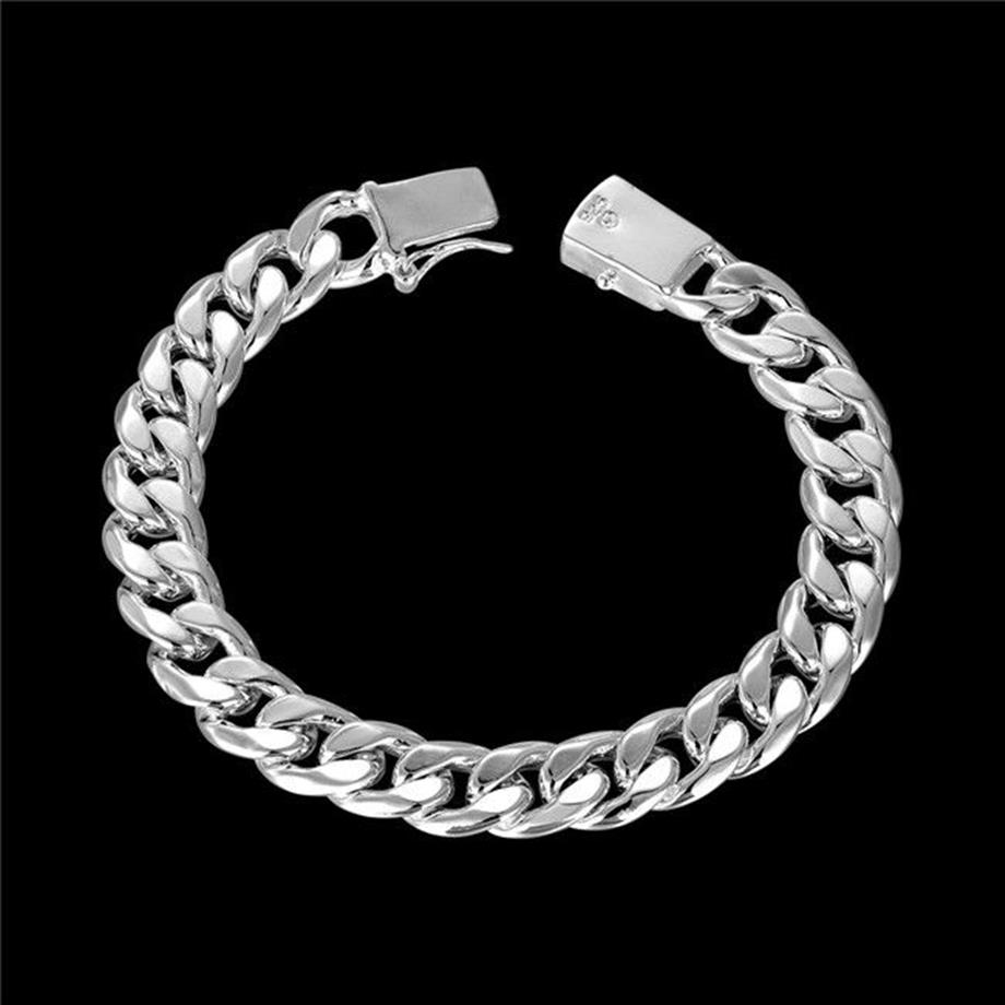 Bracciale in argento 925 da uomo con fibbia quadrata laterale regali di nozze JSPB037 Regalo bestia uomini e donne, ciondolo in argento sterling placcato bra217R