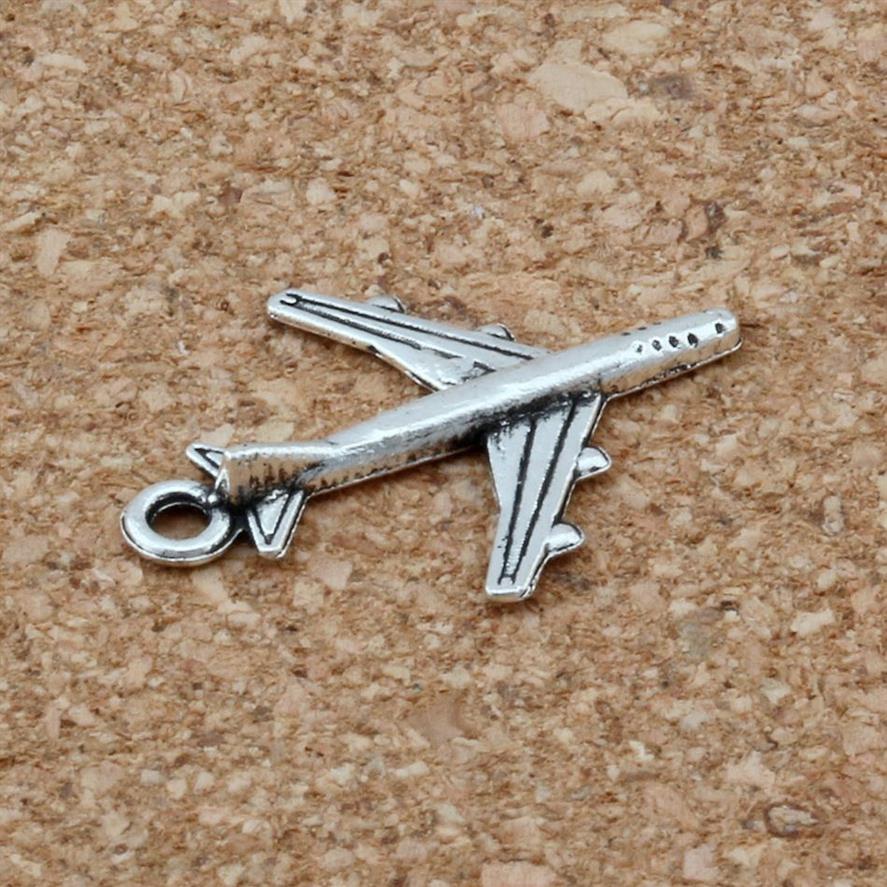 Pendenti con ciondoli in lega di aeroplano creazione di gioielli, collana, braccialetto, accessori fai da te, 16x22 mm, argento antico, 200 pezzi A-115268e