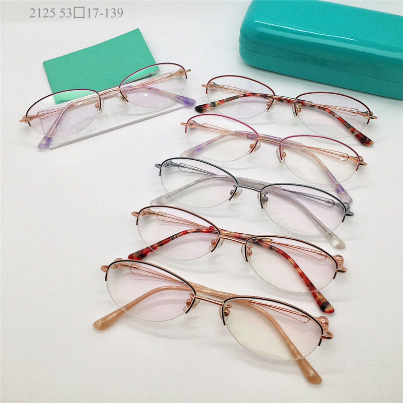 تصميم أزياء جديد نظارات بصرية 2125 صورة بيضاوية صغيرة نصف إطار بسيطة وأنيقة الأنيقة العدسات واضحة العدسات