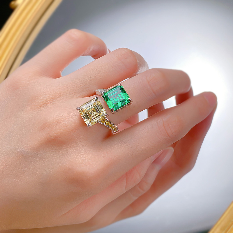 Anel de diamante topázio esmeralda feito à mão 100% real 925 prata esterlina festa de casamento anéis de banda para mulheres joias de noivado