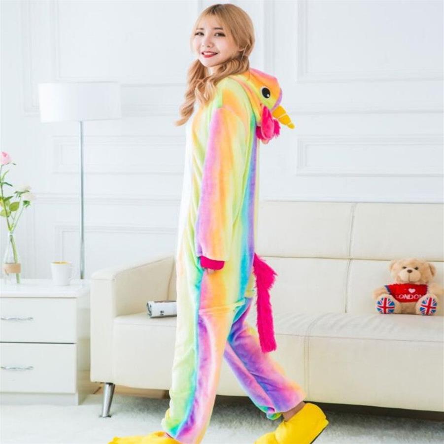 Rainbow Unicorn Costume grenouillères Pyjon Kigurumi Suit à saut à saut adultes Costumes Halloween3132