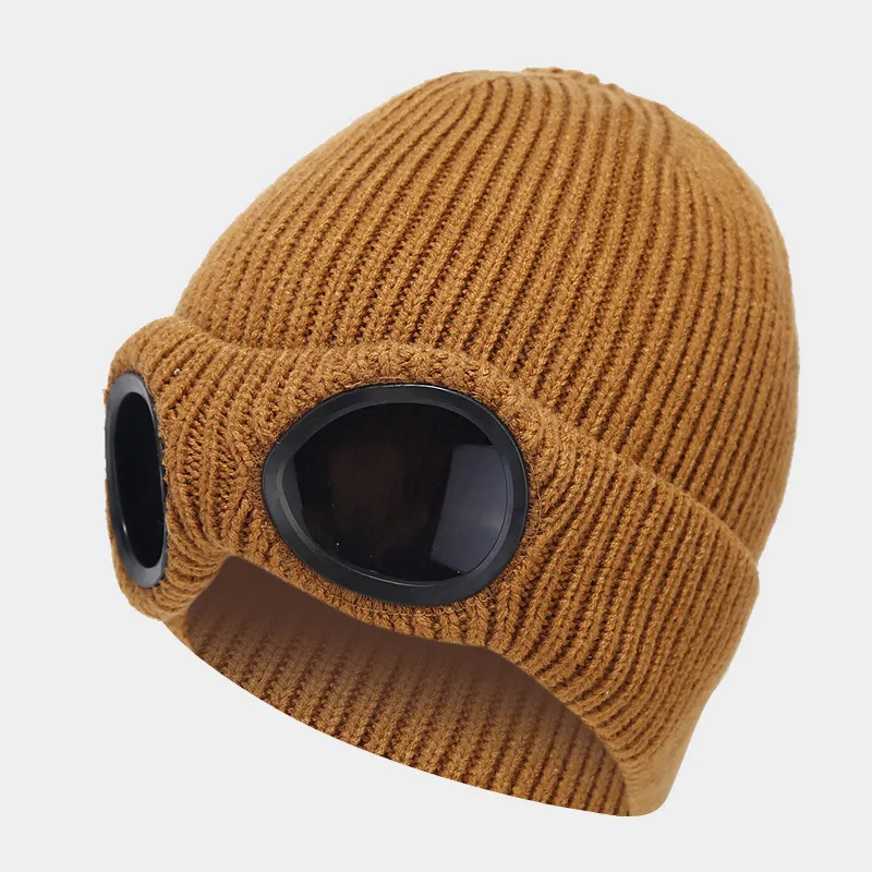 Unisex Fleece Ski Caps Beanie Winter Windproof Hat with Goggles Knitted Warm Wool Hats Snow Ski Skull Outdoor sports Cap fashion skull beabies