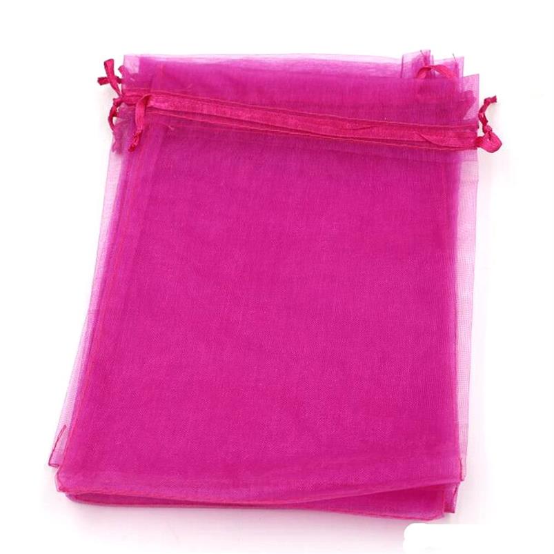 100 pièces Rose rouge Organza bijoux cadeau pochette sacs pour faveurs de mariage perles bijoux 7x9 cm 9X11 cm 13x18 17x23 cm 20x30 cm 316270D