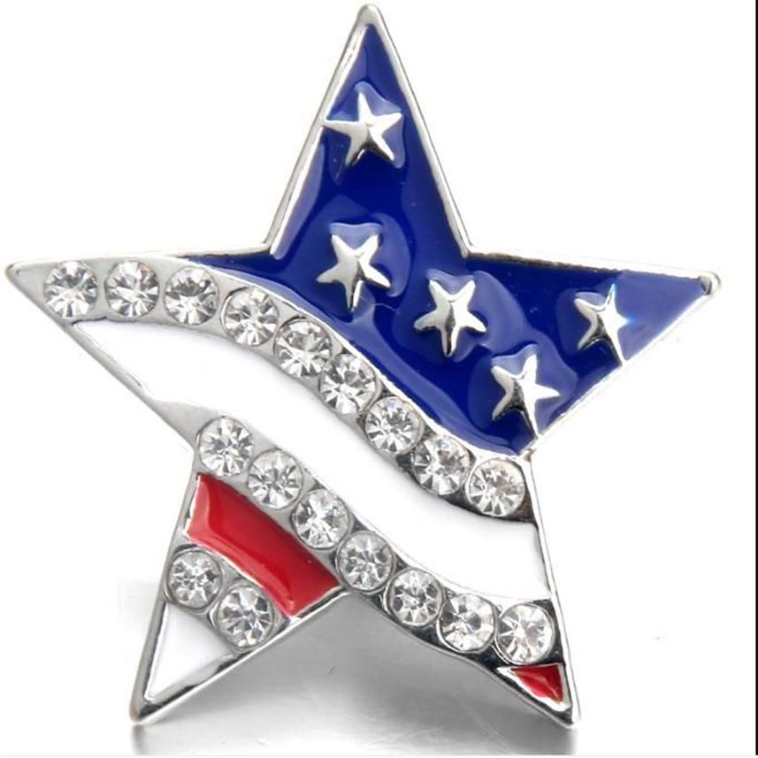 الكثير من المجوهرات Snap Snap New Rhinestone Flag American 18mm Snap Buttons Vintage Alloy Fit Bracelet271p