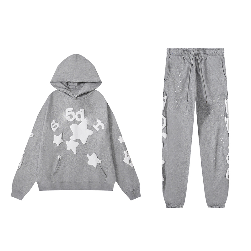 Designer Men's Tracksuit Stars Bluza i spodnie 3D Foam Print Tracksuit Young Thug 555555555 Women's Hoodie Hoodie Tracksuit Rozmiar S-XL