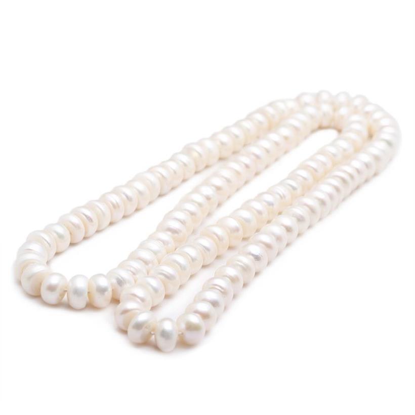 Design 10-11mm 82 cm vitt sötvatten pärla stor ångad bröd runda pärlor pärlhalsband tröja kedja mode smycken212s