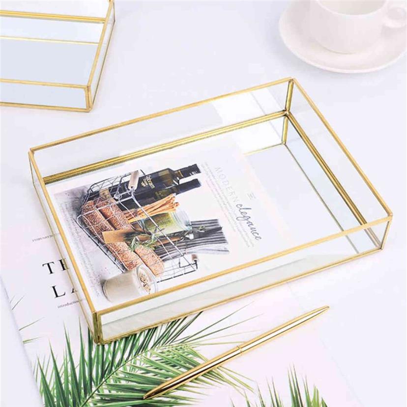 Nordic Retro Jewelry Box Storage Exquisite Glass Tray for Earrings Necklace Ring Pendant Bracelet Makeup Display Stand 211105236z