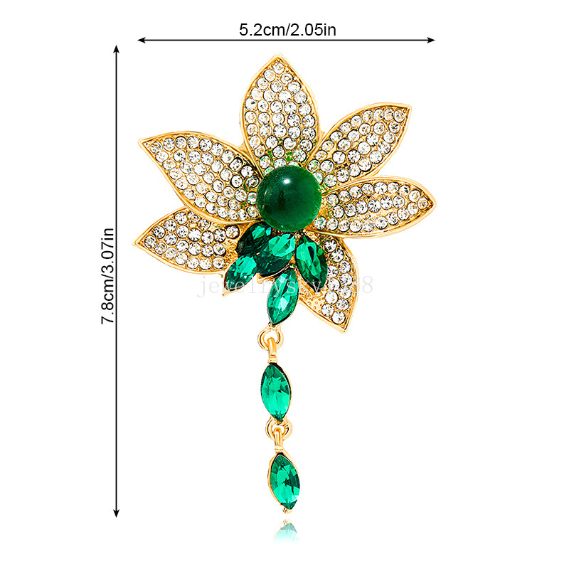 Novo luxo elegante lótus borla broche pino cristal strass jóias festa vestido jaqueta acessórios corsage pinos para senhora