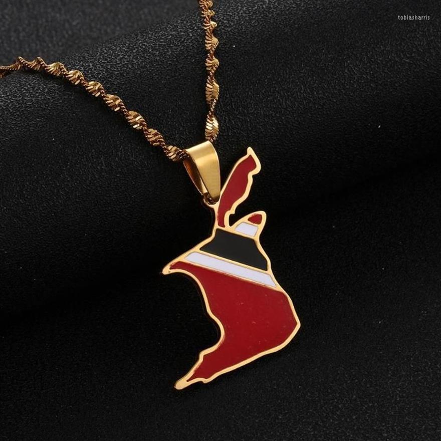 Pendant Necklaces Stainless Steel Trinidad And Tobago Map Flag Necklace Trendy Jewelry2441