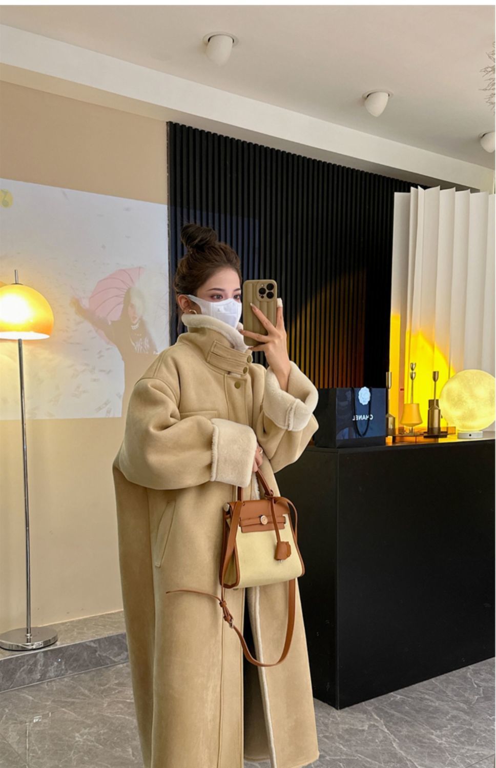 2024 Nya kvinnors läder och päls Suede Jacket Autumn New Thicked Women's Long Motorcycle Fleece Integrated Imitation Coat