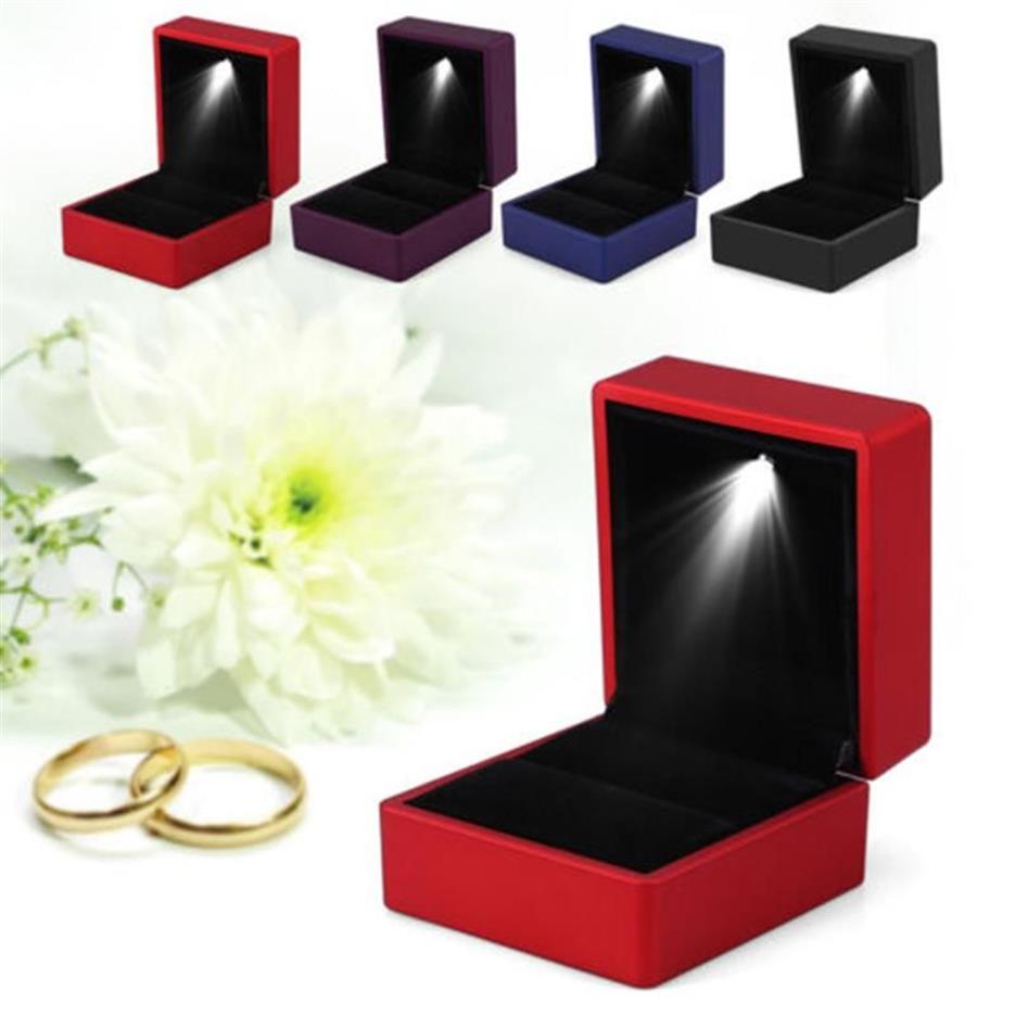 Creative with light LED jewelry box display ring pendant small exquisite gift surprise solid color simple fashion personality282V