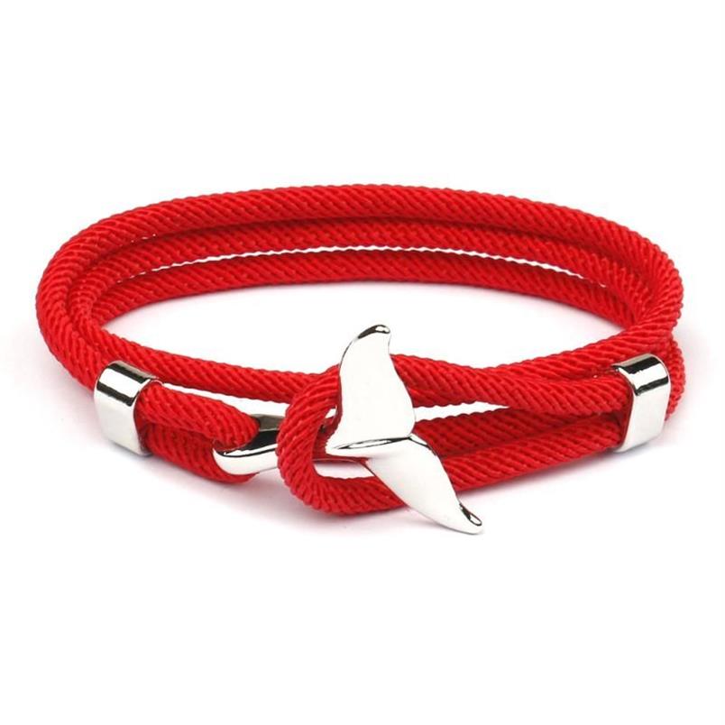 Charm Bracelets Fashion Dolphin Fish Tail Hand-Made Rope Nautical Sailing Brazalet For Women Men Surf Beach Jewelry Fawn222591