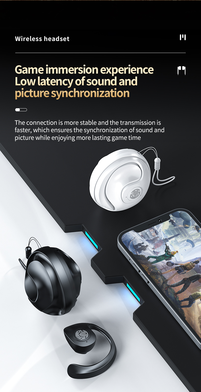 Wireless Bluetooth Headset Sports Hook Earphones Anti Sweat HD Sound Quality Stereo Universal Headset