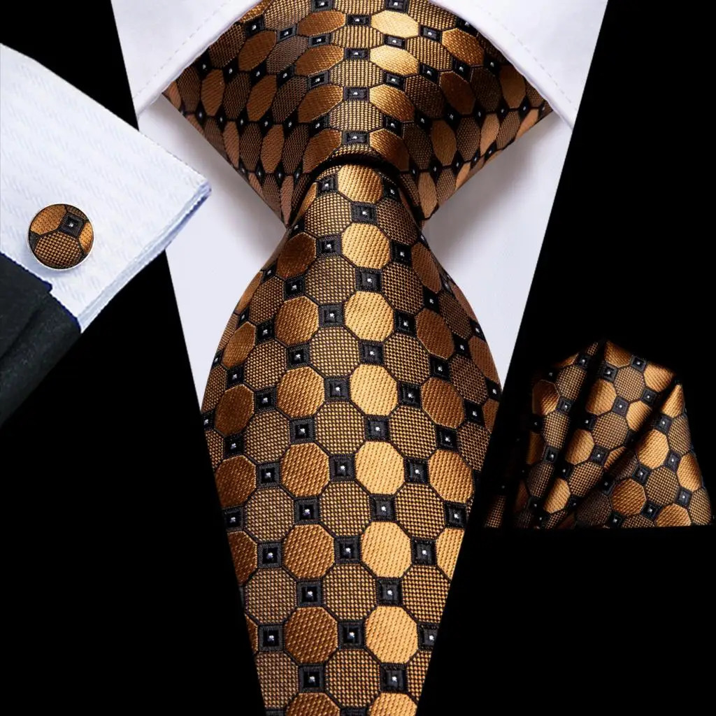 Neckband Hi-Tie Black Gold Orange Dot Paisley Silk Wedding Tie för män Handky manschettkodning Fashion Design Tie för män Business Party Dropship 231204