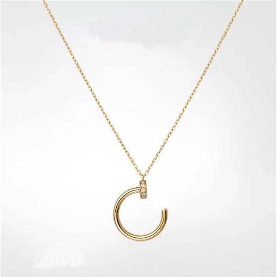 Ny stil diamantguld silverhänge halsband för män och kvinnor modedesigner design rostfritt stål nagel smycken236r