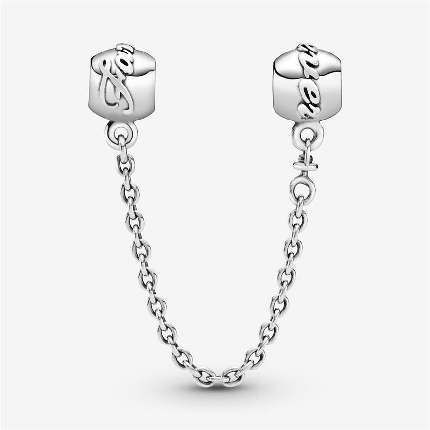 Neuankömmling 100 % 925 Sterling Silber Family Forever Sicherheitskette Charm Fit Original Europäisches Charm-Armband Modeschmuck Access220L