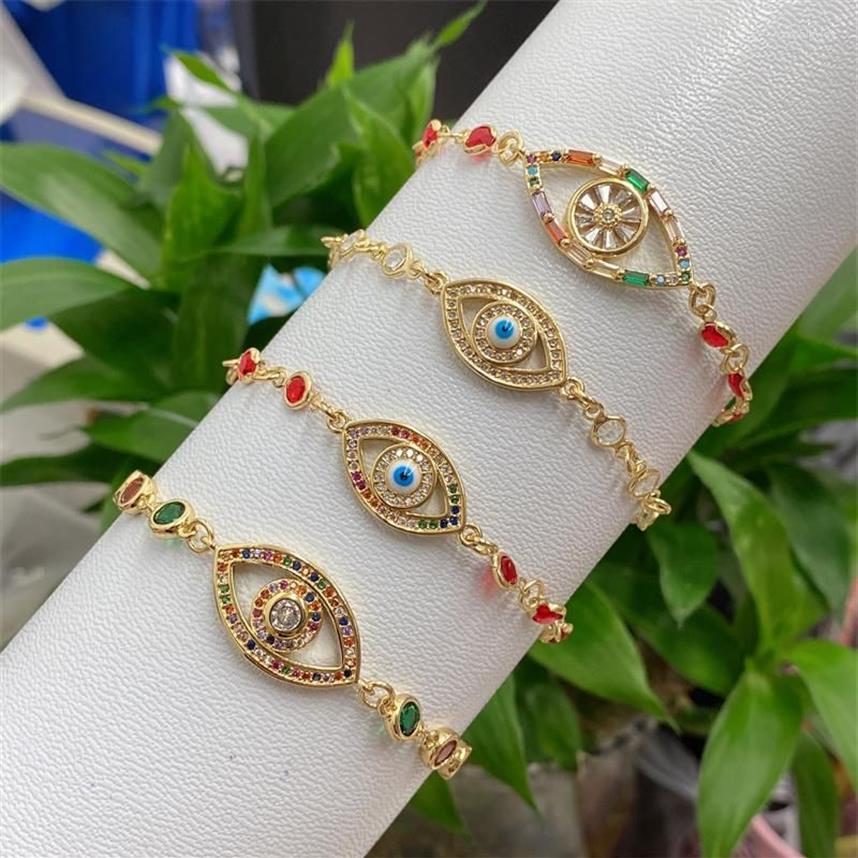 Link Armbanden 2023 Trendy Turkse Oog Sieraden Bohemian Vriendschap Boho Strass Evil Charm Armband Voor Vrouwen Jewelry3386