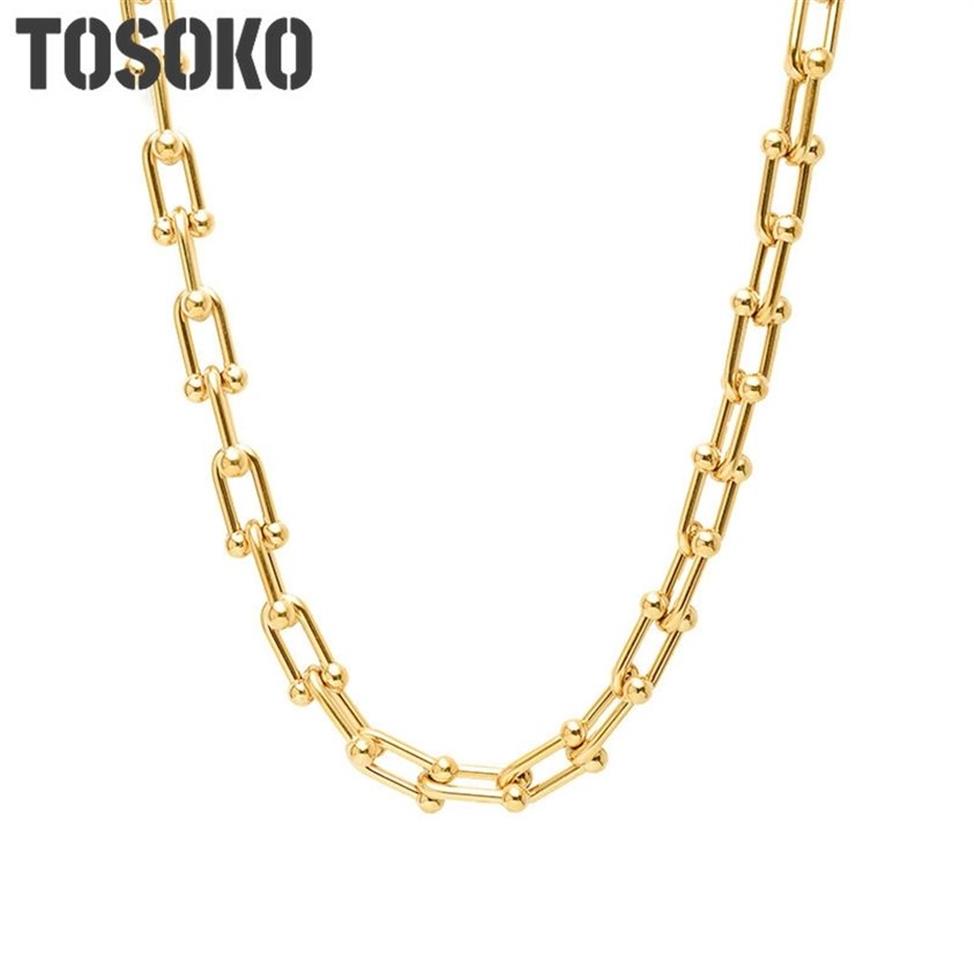 TOSOKO joyería de acero inoxidable collar en forma de U de herradura exagerado para mujer BSP674 220217193j