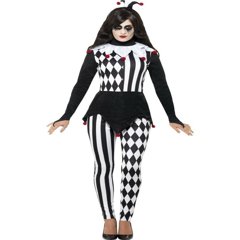 Damer jester halloween kostym vuxna harlequin clown fancy klänning kvinnan outfit sm1898 mlxl270s