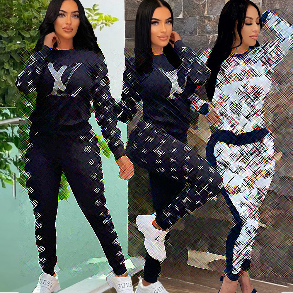 Wszystkie designerskie dresy dresowe plus rozmiar dwuczęściowy set set top i spodnie damskie ubrania dresowe swobodne 2 sztuki strój sportowy garnitur joggingowe Spiosy S-2xl