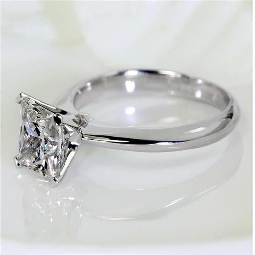 Princess Cut 1ct Lab Diamond Ring Original 925 Sterling Silver Engagement Band Band Rings for Women Bridal Fine Jewelry Gift3206