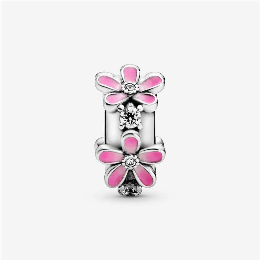 Nouveauté 100% 925 argent sterling rose marguerite fleur pince charme ajustement original européen bracelet à breloques bijoux de mode accessoires270V