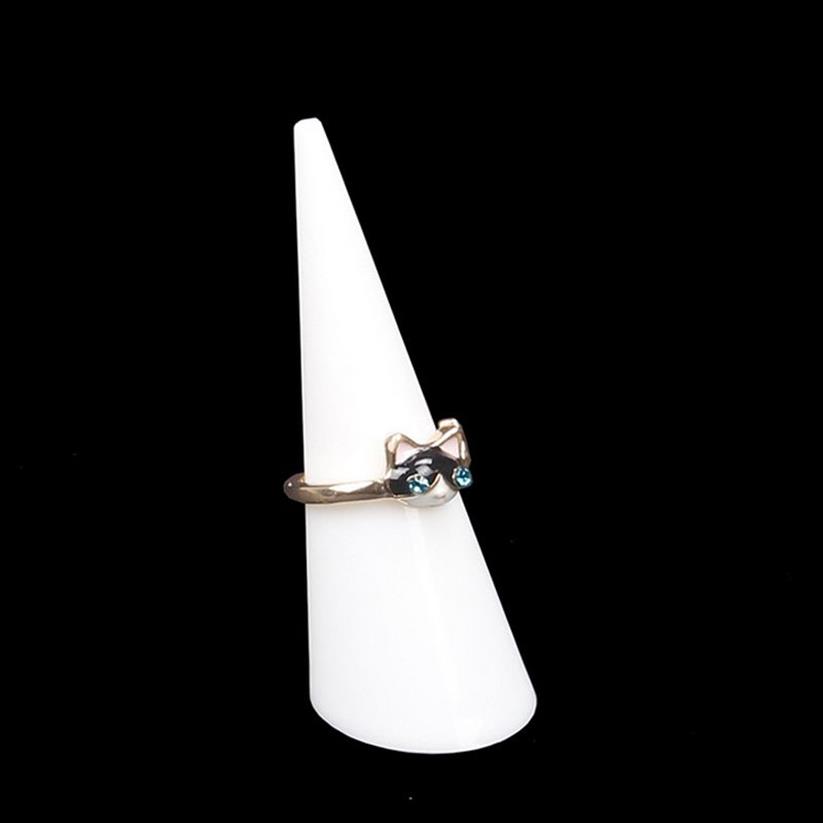 20 pièces mode populaire Mini acrylique bijoux doigt porte-anneau Triangle cône bijoux présentoir Rack Stand263i