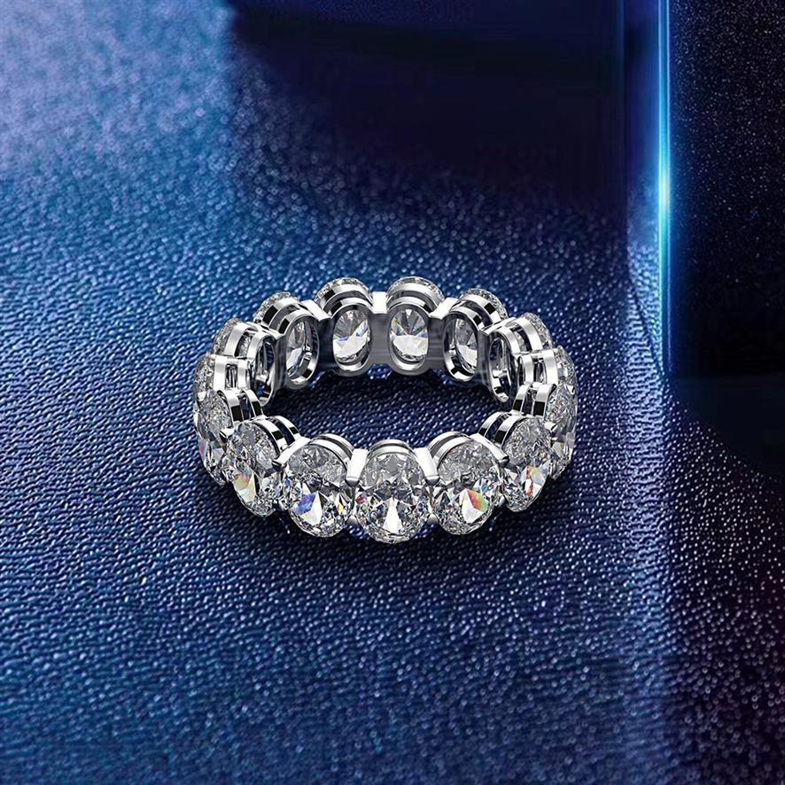 Eternity Oval Cut Moissanite 다이아몬드 반지 100% 원본 925 스털링 실버 약혼 웨딩 밴드 rings women 보석 선물 y250w