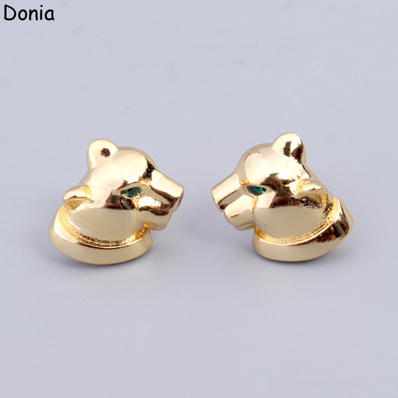 Donia Jewelry Luxury Earrings European och American Fashion Leopard Titanium Micro-Inlaid Zircon Creative Designer Earrings Presentlåda.