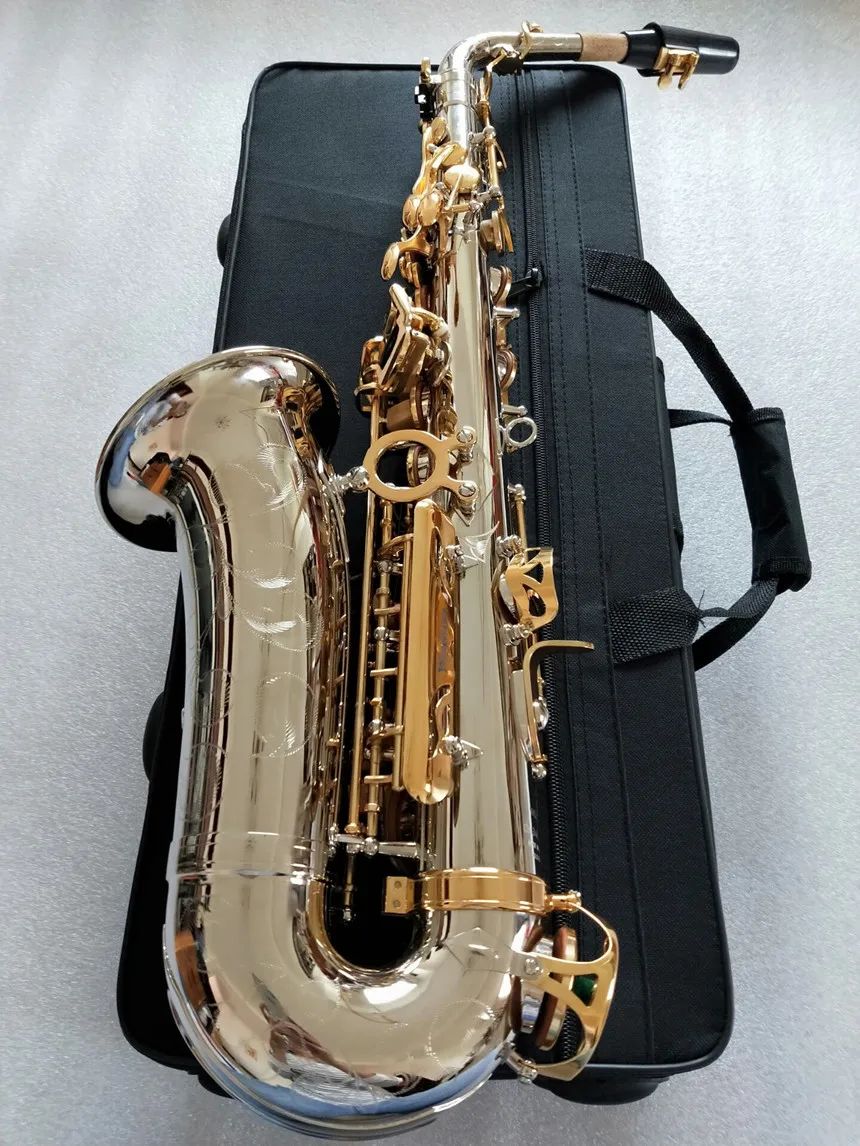 Real shot nuevo saxofón Alto A-W037 llave dorada niquelada boquilla de saxofón súper profesional de alta calidad