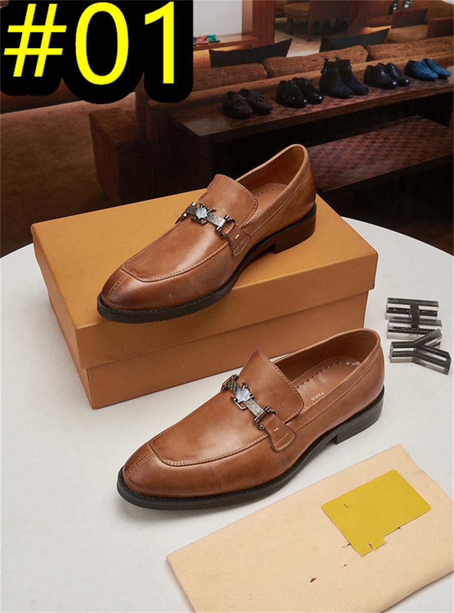 2023 Top Heren Loafers Ontwerpers Kleding Schoenen Echt Leer Heren Mode Zakelijk Kantoor Werk Formeel L Merk Feest Bruiloften Platte Schoen Grote Maat 38-47