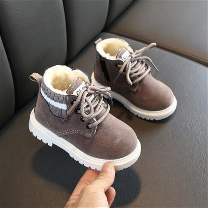 kids Girls Boys Martin Boots Autumn Winter Children Sports Shoes Zipper Nubuck Leather Inside Plush Shoe Toddle Baby Fashion Snow Boot Size 21-30