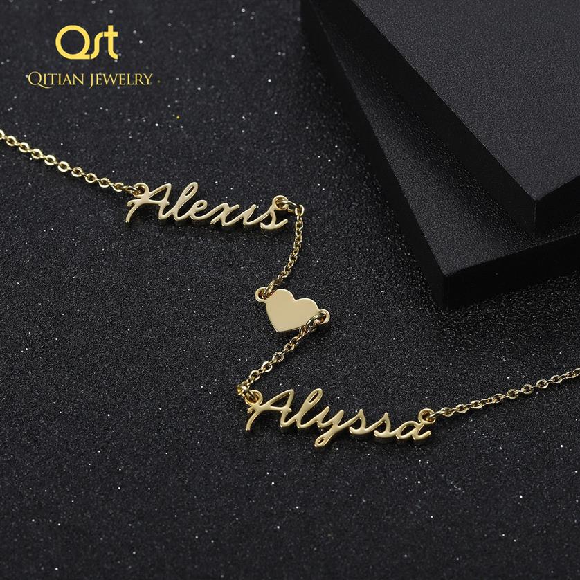 Fashion Custom Names Heart Symbol Halsband Rostfritt stålhängen Uttalande Personlig Choker för kvinnor gåva guldsmycken Q112493