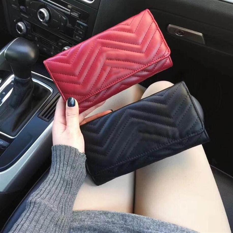 Newwomen Wallet Marmont знаменитый дизайнерский дизайнер кожа кожа модного одиночного молнии Ladies Long кошелек191A