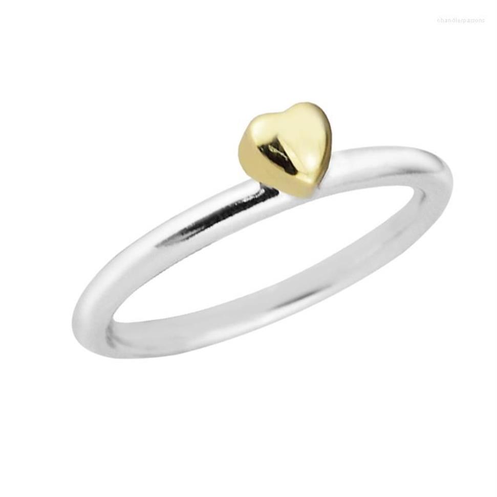 Cluster Rings Puzzle Heart with Light Yellow Gold Color Authentic 925 Sterling-Silver-Jewelry260w