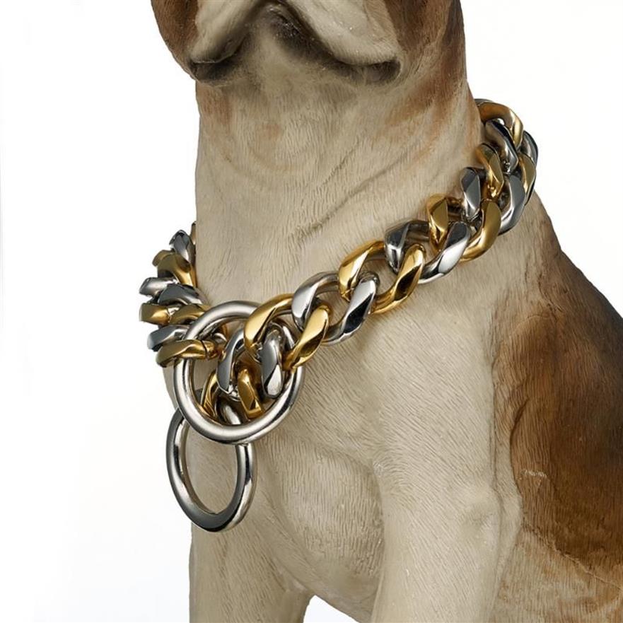 Goud Kleur Rvs Grote Hond Huisdier Kraag Veiligheid Ketting Curb Cuba Levert Hele 12-32 Chokers238m