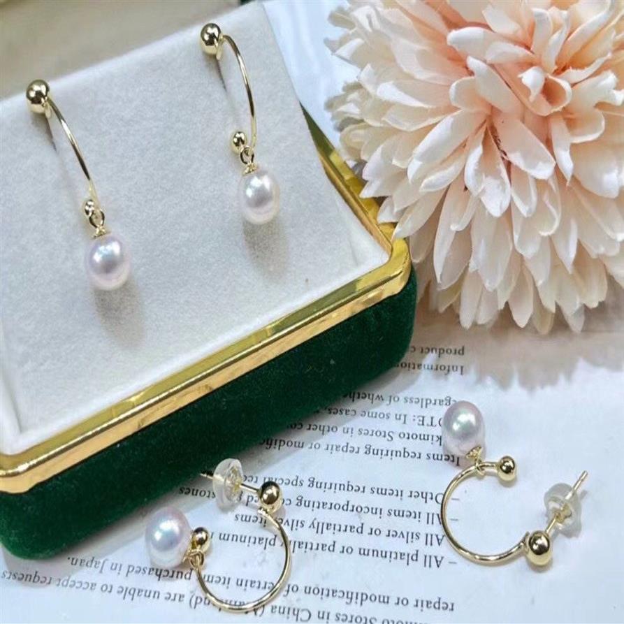 22090909 Diamondbox - PEARL Jewelry brincos ear studs esterlina 925 prata círculo gancho akoya 7-8 mm pingente redondo charme presente idea271G