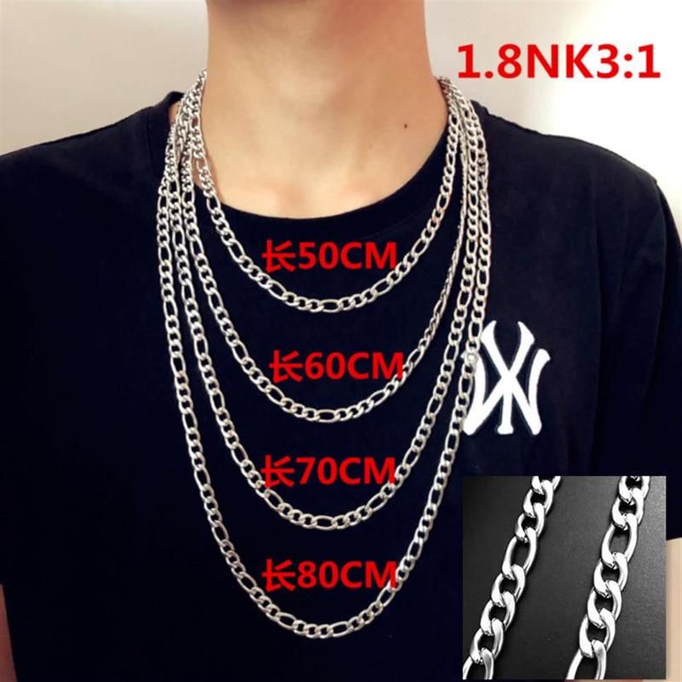 Anhänger Halsketten QIAMNI Edelstahl 18 20 22 24 Zoll kubanische Kette Halskette Herren Punk Fashion Street Hip-Hop Zubehör 301e