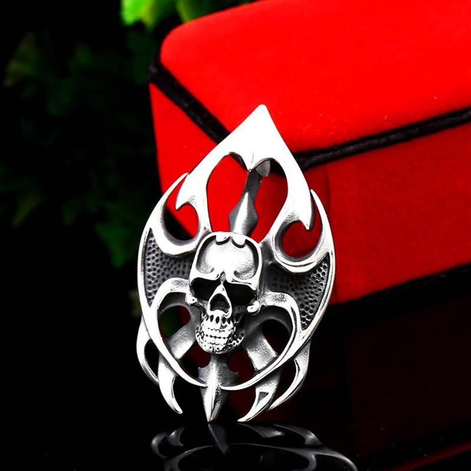 Pendanthalsband Herrens rostfritt stålhalsband Punk Flame Skull Gothic Party Jewelry Gift for Motorcycle Riders176p
