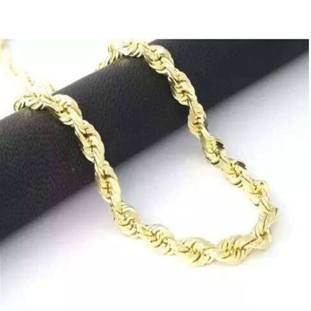 Collier à maillons en corde plaqué or jaune 10 carats pour homme, épais de 7 mm, taille diamant, 24 194J