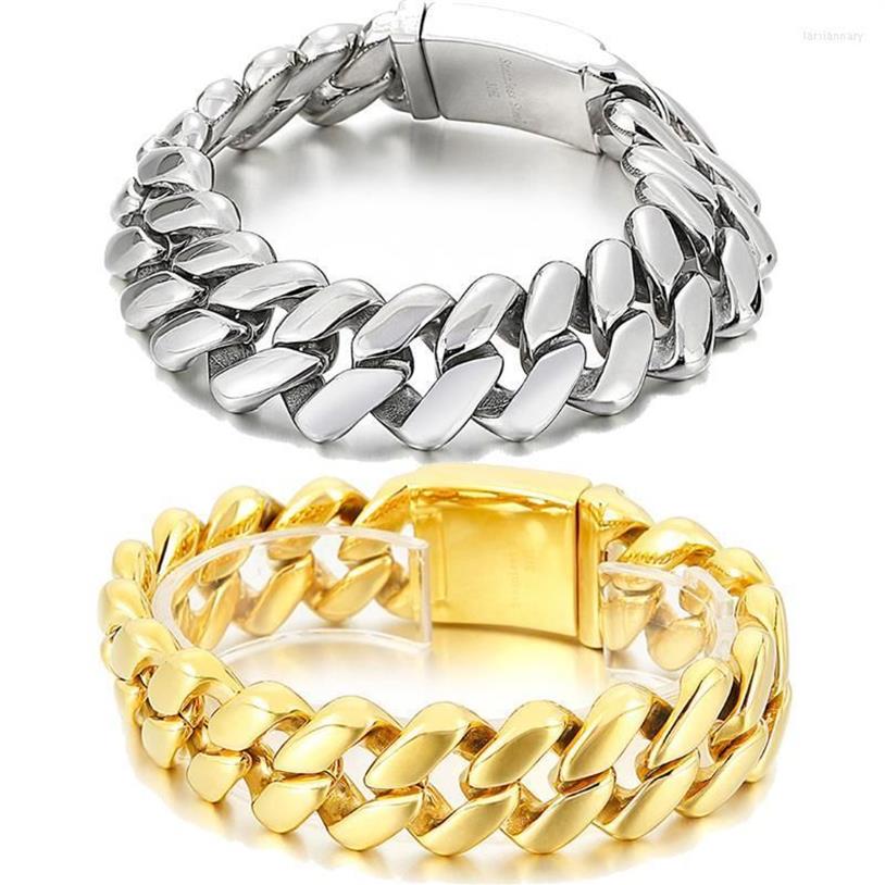 Bracelet à maillons pour hommes, chaîne à maillons lourds de 20mm, bordure cubaine, couleur argent, or, acier inoxydable 316L, bijoux masculins, lien Lars22243x