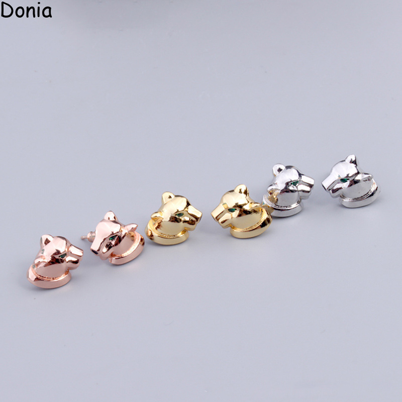 Donia Jewelry Luxury Earrings European och American Fashion Leopard Titanium Micro-Inlaid Zircon Creative Designer Earrings Presentlåda.