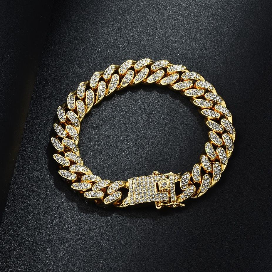 13mm 6 7 8 9 10inch Hiphop Gold Silver RosegoldシミュレーションアイスアウトマイアミキューバリンクチェーンBracelet292S