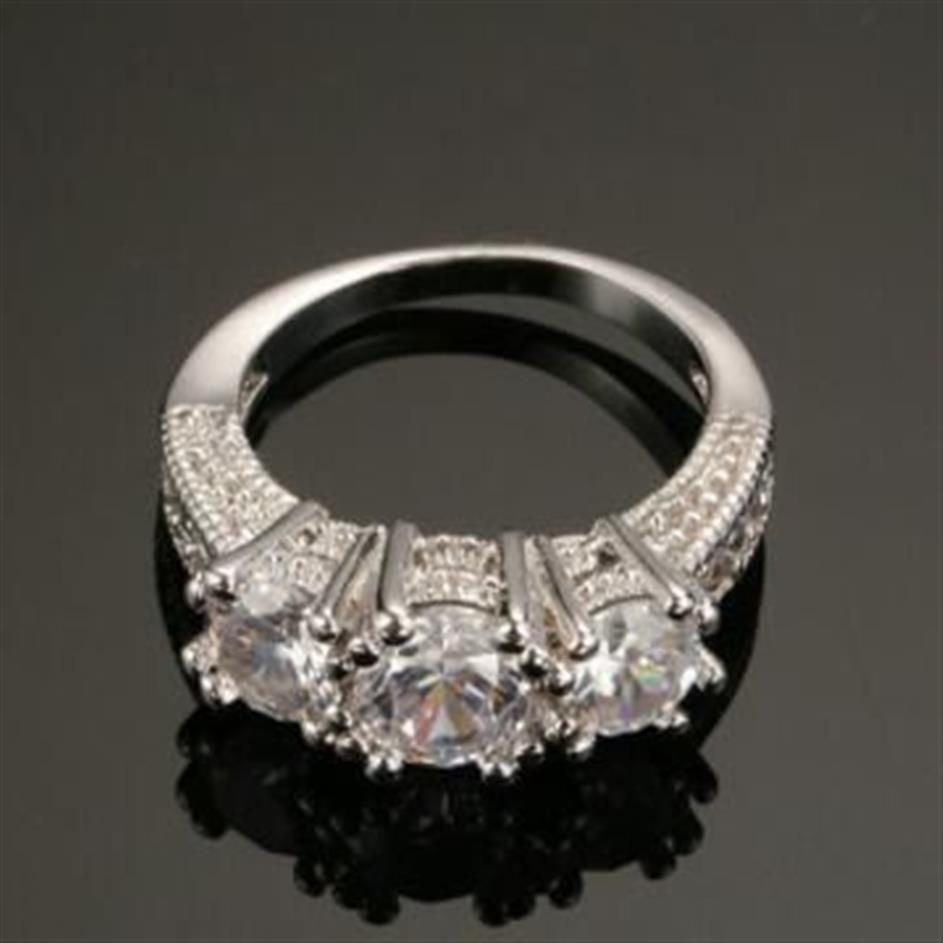 Fashionable 3 25ct 14K White Gold -plated diamond creative Engagement Ring284b