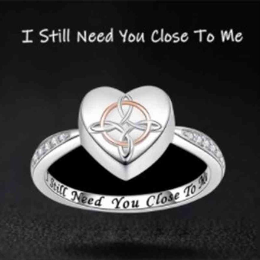 Love Heart Cremation Ash Rings Memorial Urn Ring Ashes Keepsake Jewelry Storlek 6-12 Jag behöver dig fortfarande nära Me221N