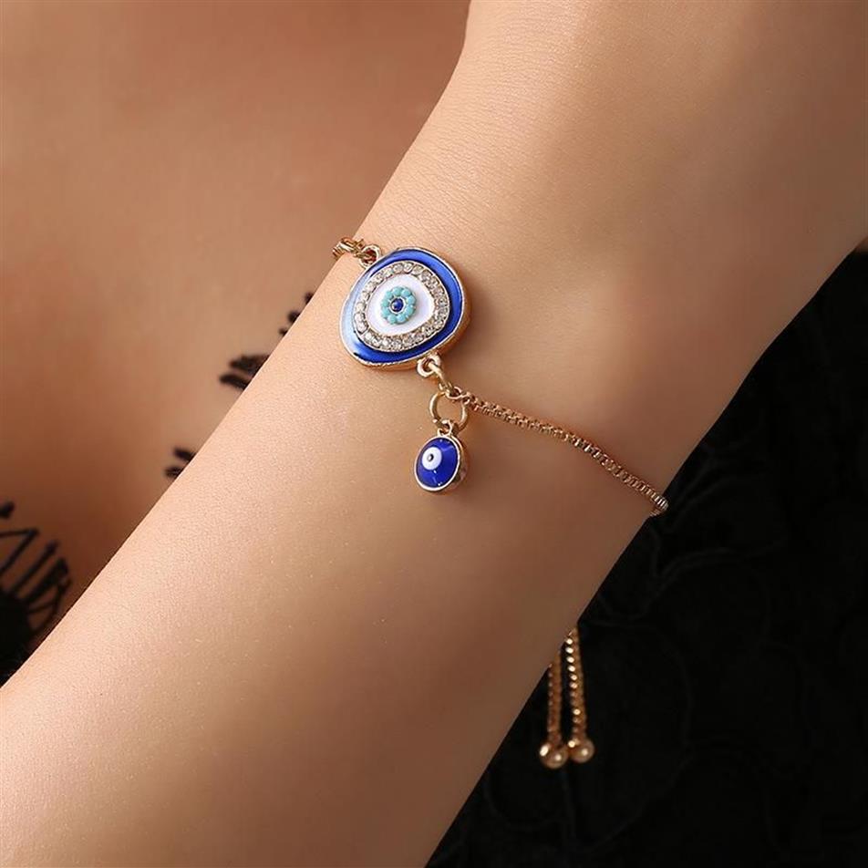 Bracelets de charme Européen Flash Crystal Devil's Eye Bracelet Strass Style Ethnique Y2K Bijoux Monocouche Pour Gothique Whole309D