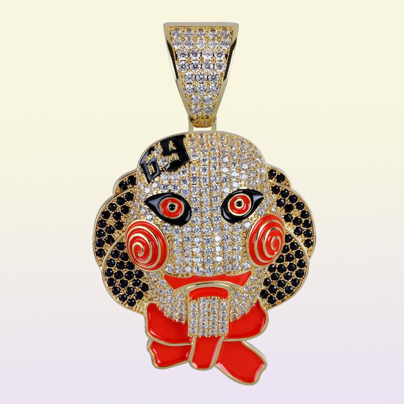 Hip Hop Jewelry Iced Out Pendant Luxury Designer Halsband Mens Gold Chain Pendants Bling Diamond Clown Tekashi69 Saw Billy Cosplay3521790