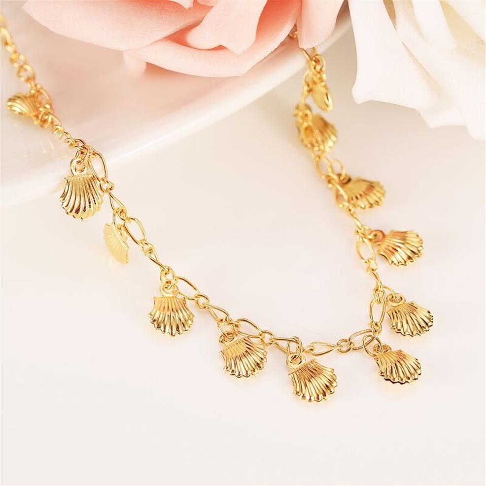 Nueva moda coreana Amarillo fino 14K Oro sólido real GF Encanto ilimitado Pulsera de elementos múltiples alargar Tamaño longitud Tobillera Verano St275v