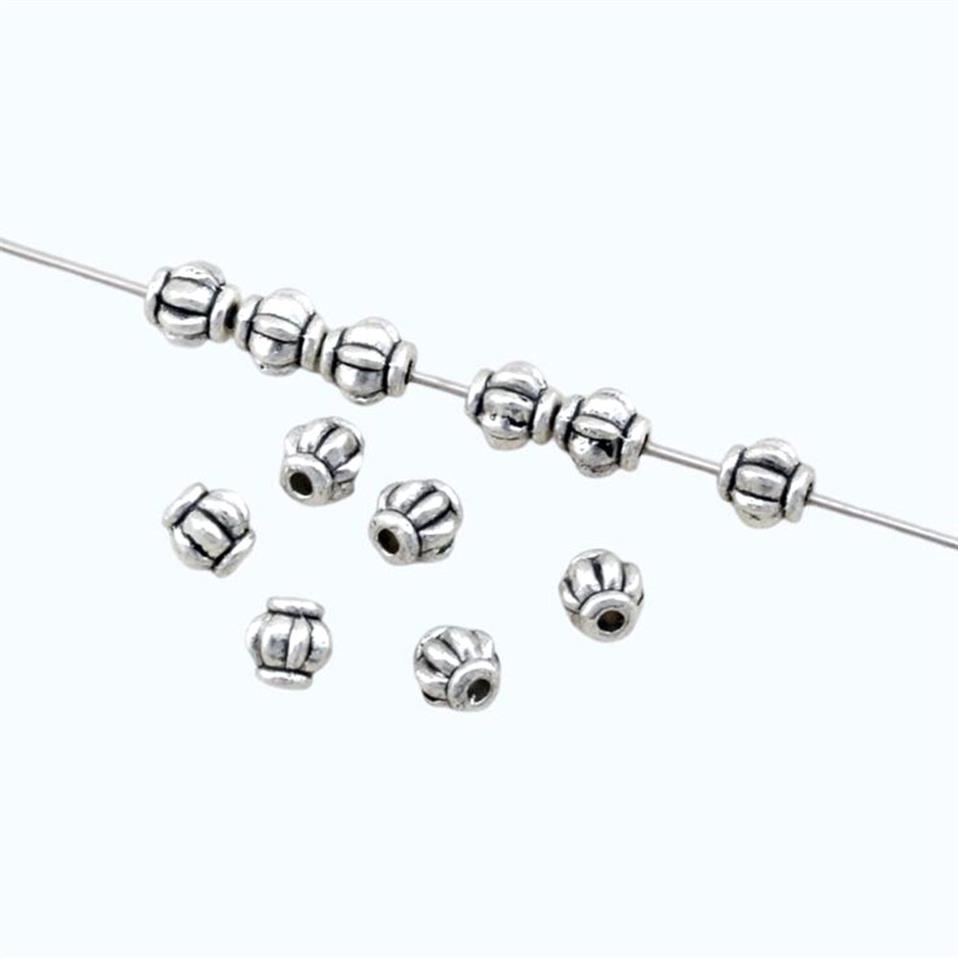 500 Uds. Cuenta espaciadora de linterna de aleación de plata antigua de 4mm para hacer joyería, pulsera, collar, accesorios DIY D2208r