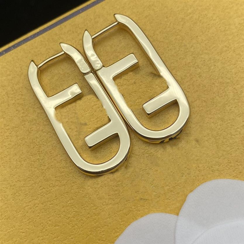 new fashion brand earring color Hoop diamond double F letter brass material personality Earrings women wedding party designer jewe234G